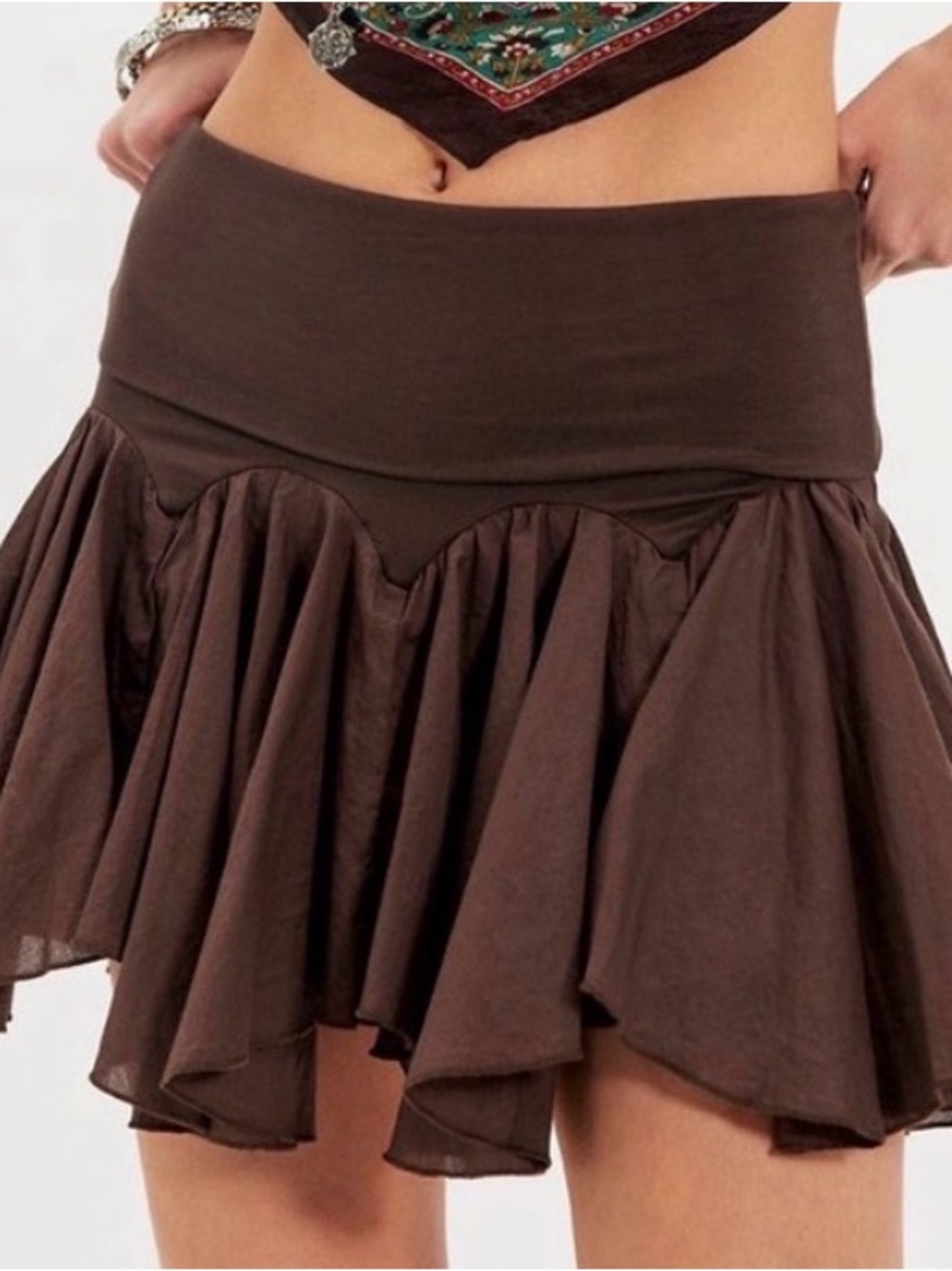 Free People FP One Emme Foldover Mini Skort. NWT. Chocolatier